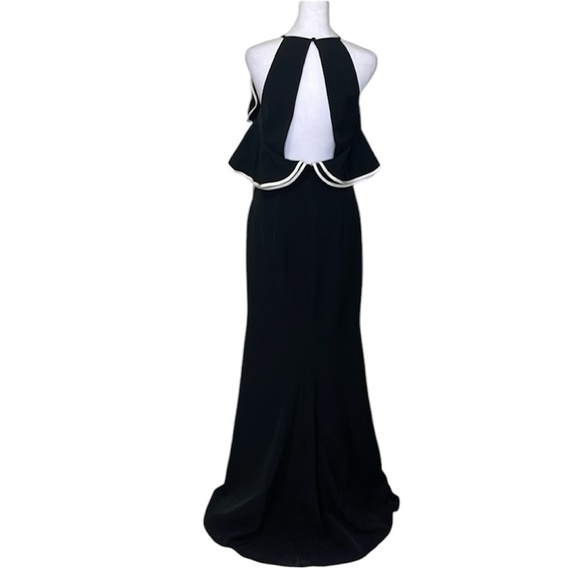 Vince Camuto Dresses & Skirts - Vince Camuto sleeveless open back crepe drama ruffle black gown size 14